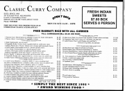 Classic Curry Company Menu